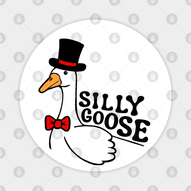 Silly Goose Wearing a Top Hat Magnet by Downtown Rose